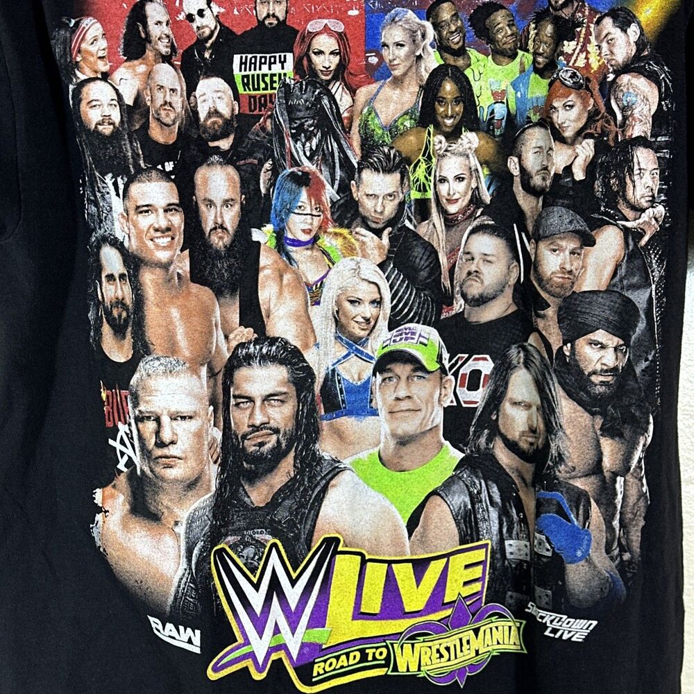 Wrestlemania RAW Smackdown Live Medium Tour T Shirt Black 2018